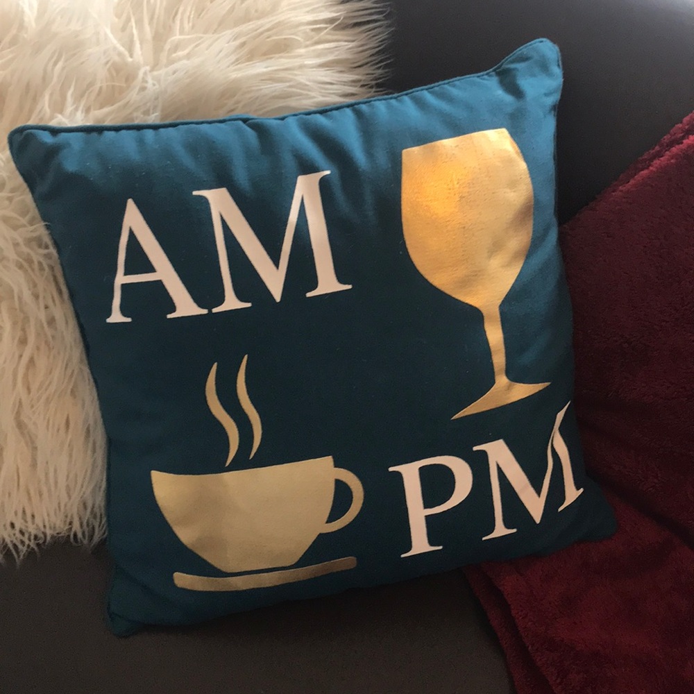 Metallic gold and blue funny accent pillow